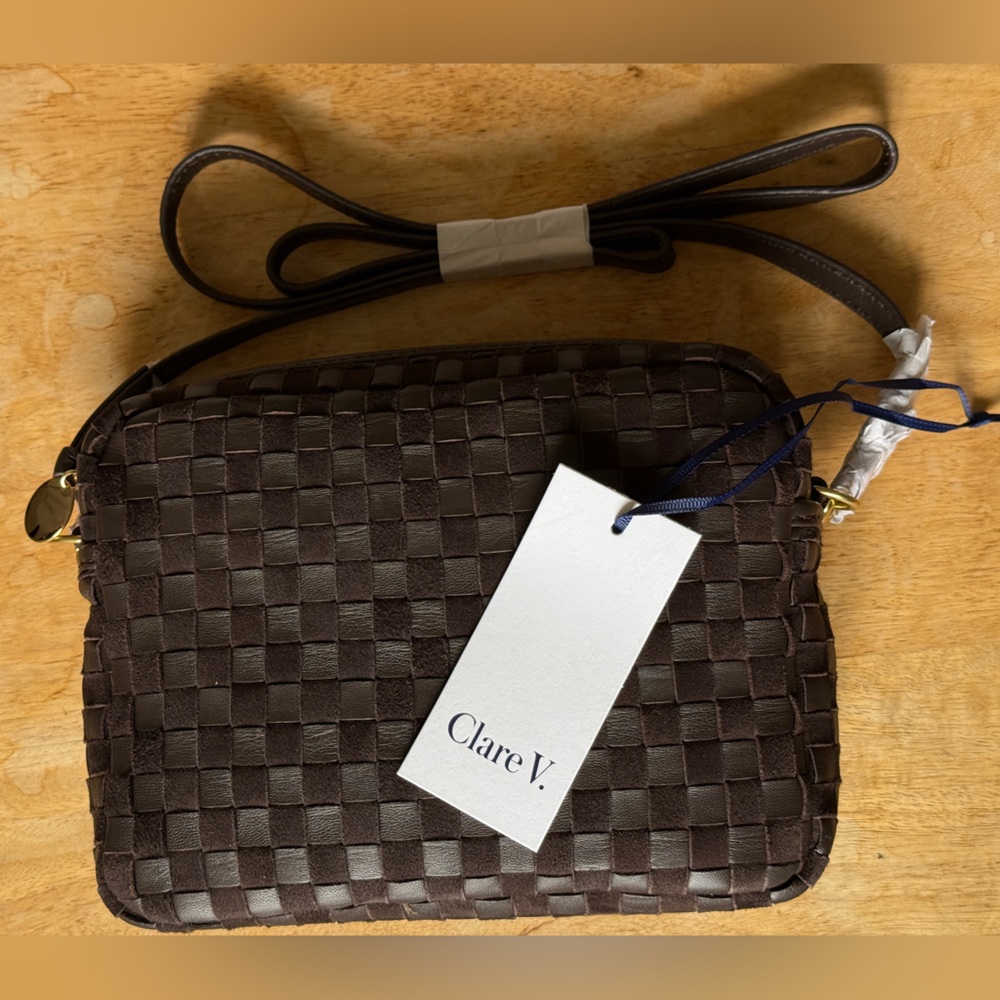 NWT Clare V Mahogony Checkered Midi Sac